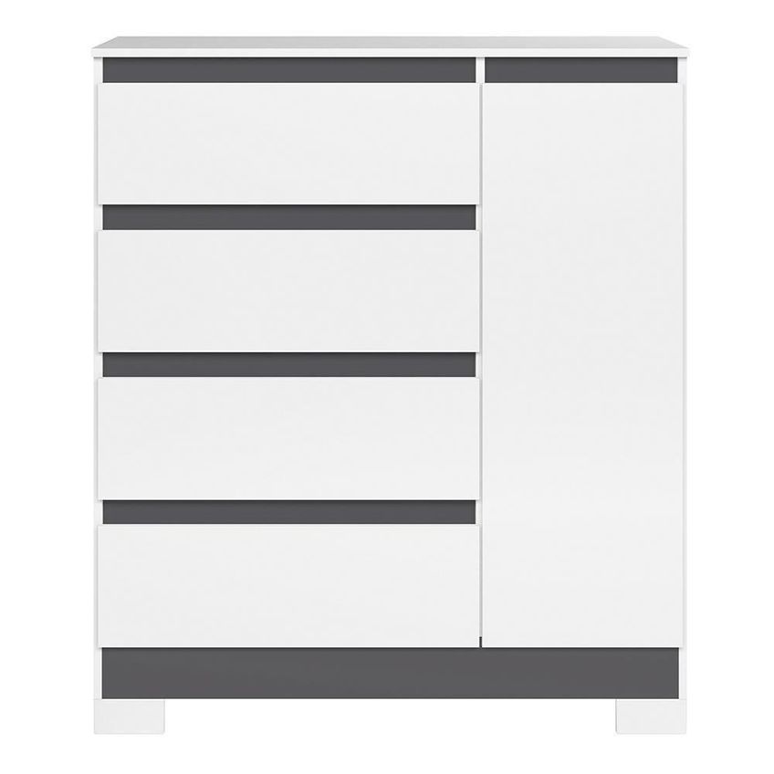 Cômoda Sapateira Olímpia 4 Gavetas MDP Puxador Estilo Pega Branco E Titanium - imagem 2