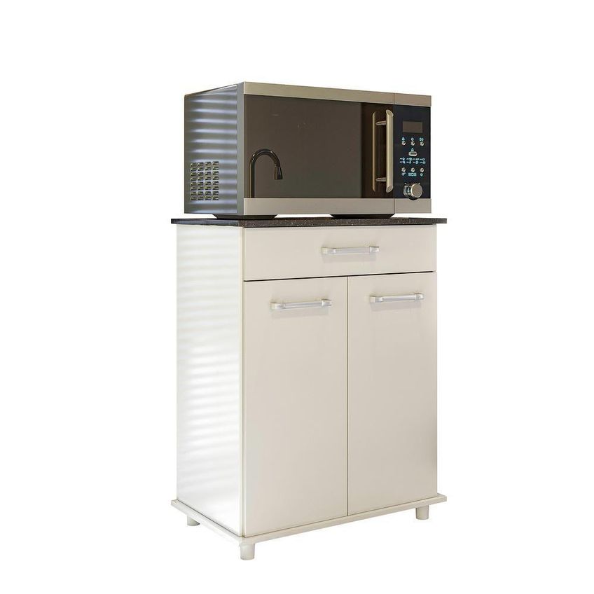 Balcão Moema 2 Portas 1 Gaveta MDP 65cm Branco Com Pés Palito - imagem 4