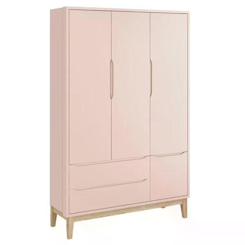 Conjunto De Quarto Classic Guarda Roupa 3 Portas E Berço Rosa Fosco Reller Móveis - imagem 5