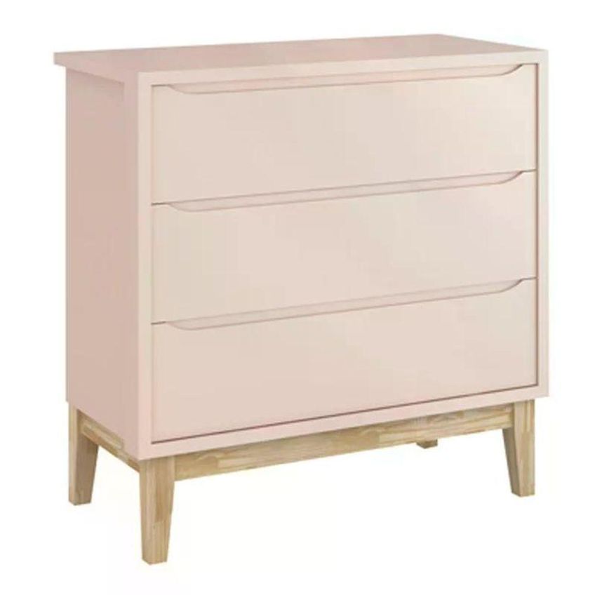Conjunto De Quarto Classic Guarda Roupa 2 Portas 2 Gavetas Cômoda 3 Gavetas Berço Americano Mdf Rosa - imagem 3