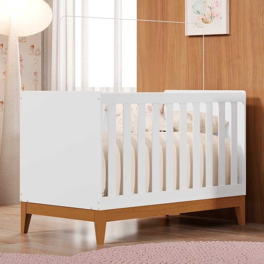 Berço Americano Mini Cama Flip Transforma-se Em Mini Cama Branco Fosco Reller Móveis - imagem 5