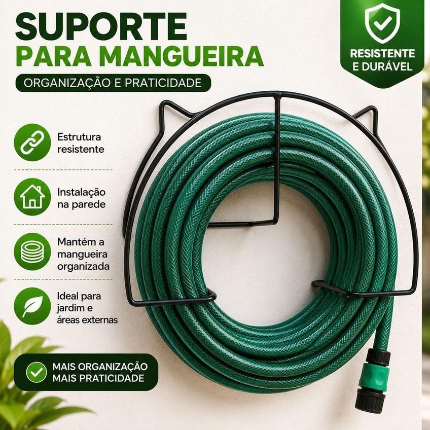 Suporte Para Mangueira De Jardim Organizador De Parede Resistente Prático E Durável Bivolt - imagem 2