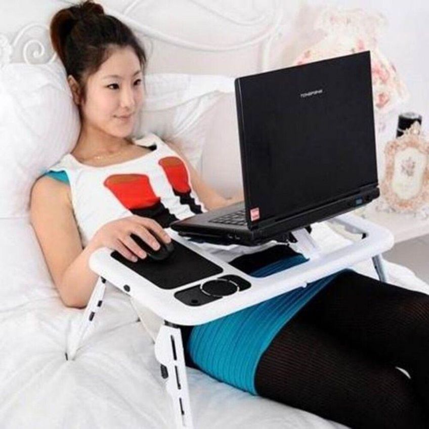 Mesa Para Notebook E-table Cooler Com 2 Coolers E Sensor Touch De Mouse Altura Ajustável - imagem 4