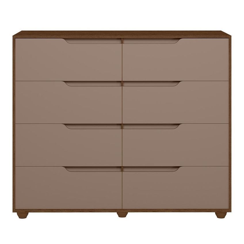 Cômoda Doble 8 Gavetas Flex MDP 136cm Capuccino e Nogueira - imagem 5