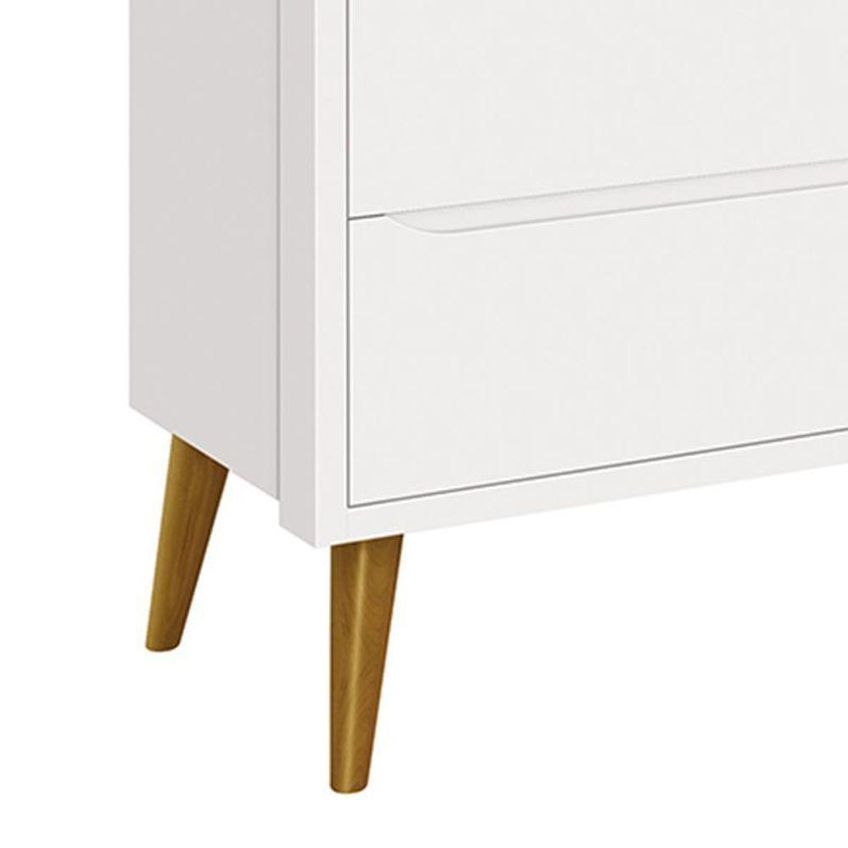 Cômoda Infantil Theo Retrô 3 Gavetas MDF Puxador Embutido Branco Fosco Reller Móveis - imagem 3
