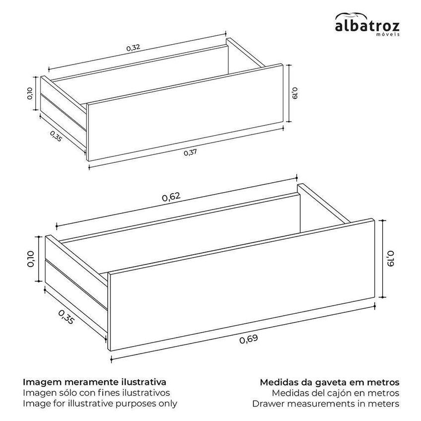 Guarda Roupa Casal Napoli 6 Portas 4 Gavetas Mdp Off White Albatroz Móveis - imagem 4