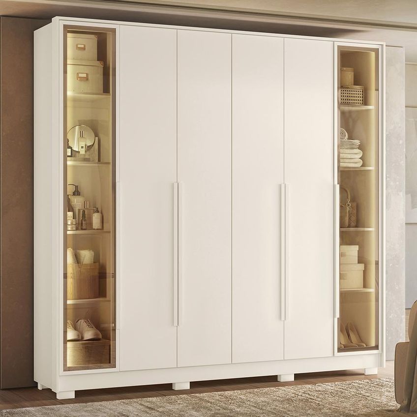 Guarda Roupa Casal Napoli 6 Portas 4 Gavetas Mdp Off White Albatroz Móveis - imagem 5
