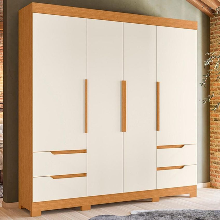 Guarda Roupa Casal Vivacce 4 Portas 4 Gavetas Mdp Cinamomo-Off White Albatroz Móveis - imagem 4