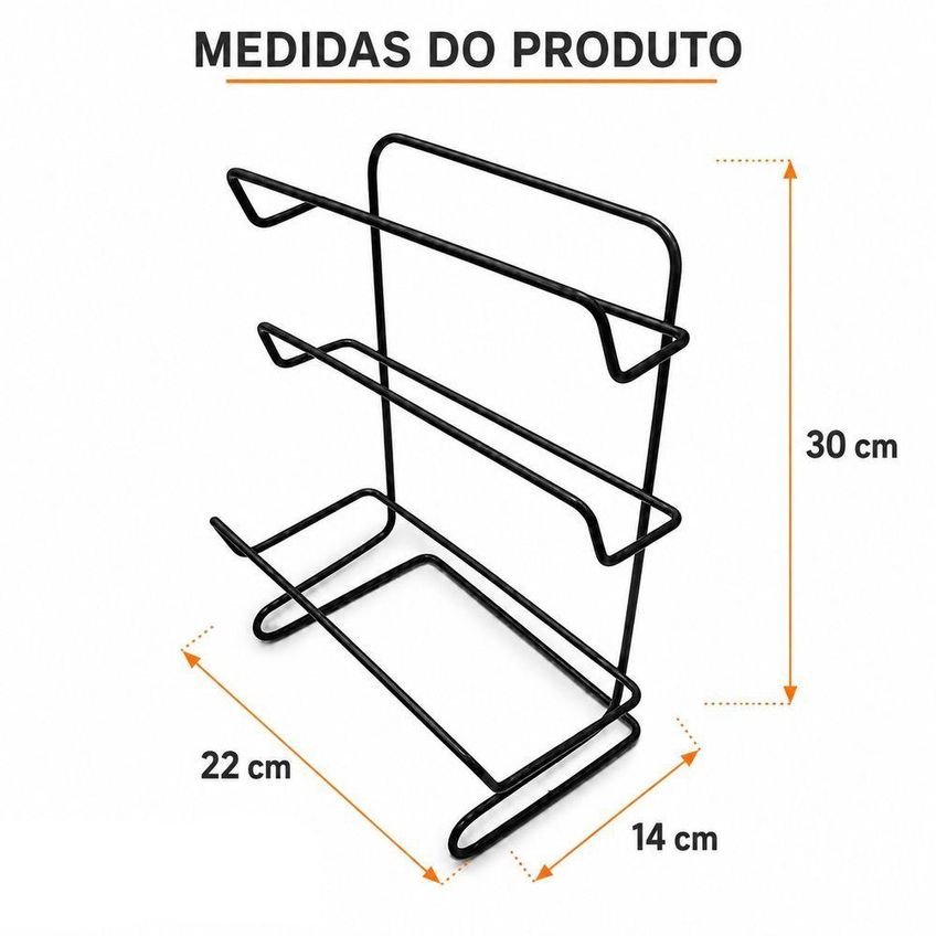 Kit Organizadores De Cozinha 3 Peças Fruteira E Porta Copos E Porta Papel Toalha Plástico Alta - imagem 3