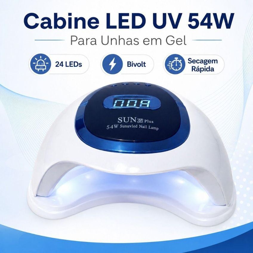 Cabine De Led Uv 54w 24 Leds Bivolt Secagem Rápida Preto - imagem 2