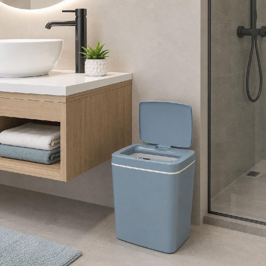Lixeira Inteligente Automática 14l Plástico Com Sensor Infravermelho Azul - imagem 5