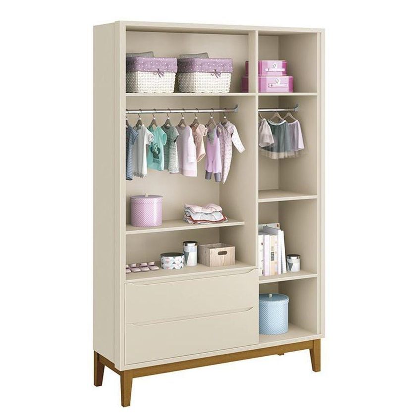 Guarda Roupa Infantil Classic 3 Portas De Bater 2 Gavetas MDF Areia Fosco Reller Móveis - imagem 4