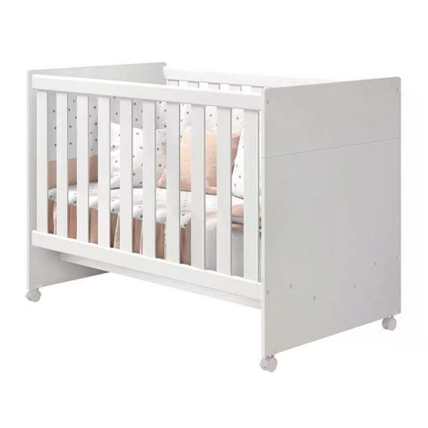 Berço Mini Cama Katatau Flex Com Colchão 70x130cm Branco Fosco Reller Móveis - imagem 2