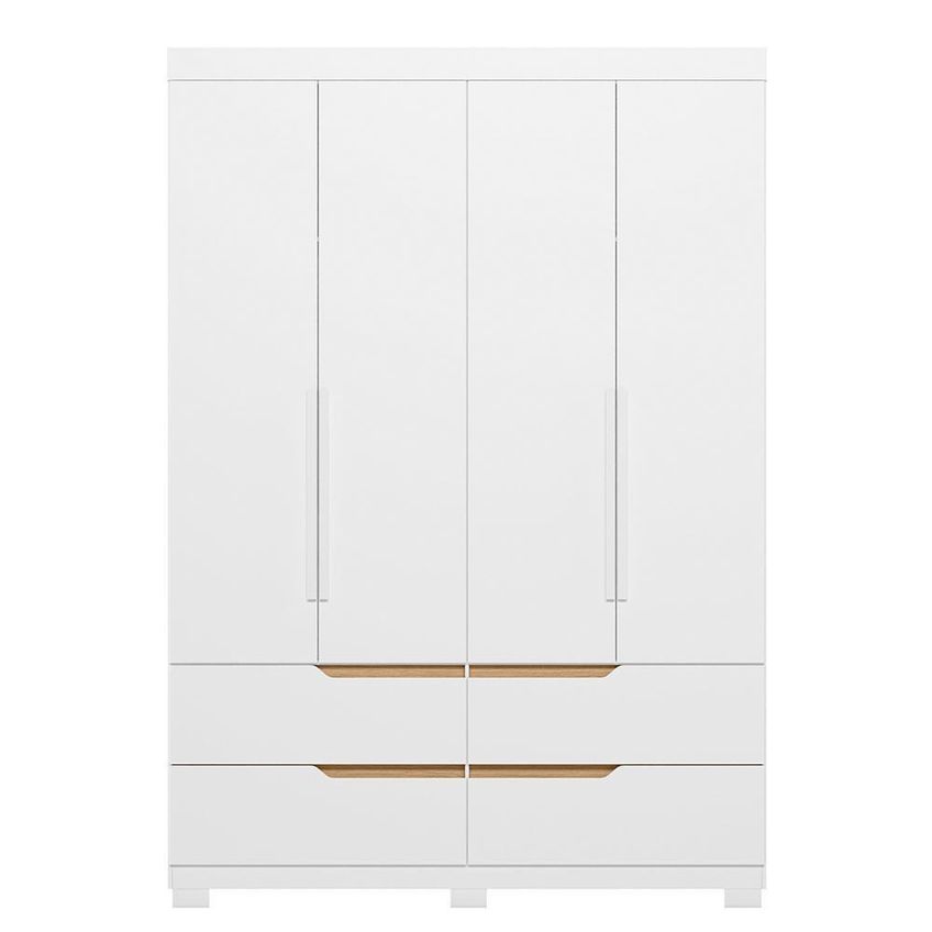 Guarda Roupa Solteiro Doble 4 Portas 4 Gavetas Mdp Freijó-branco Albatroz Móveis - imagem 2