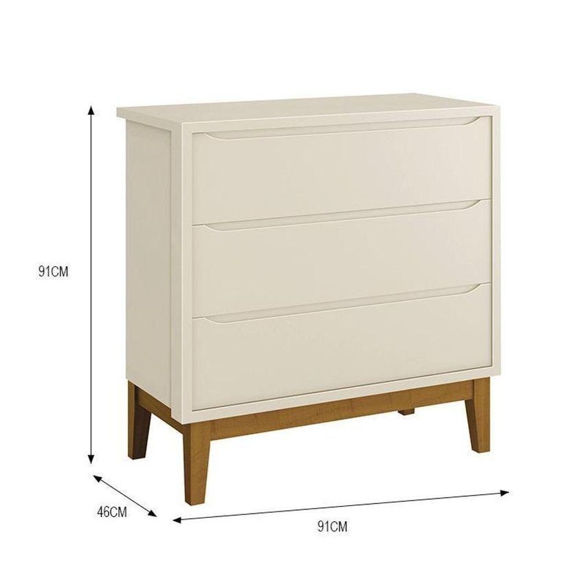 Jogo De Quarto Infantil Cômoda 3 Gavetas E Berço Classic Mdf Areia Fosco Com Pés Amadeirado Reller - imagem 4