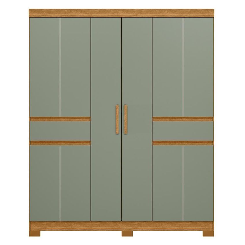 Guarda Roupa Solteiro Olímpia 10 Portas 2 Gavetas Mdp 163cm Cinamomo-sálvia Albatroz Móveis - imagem 2