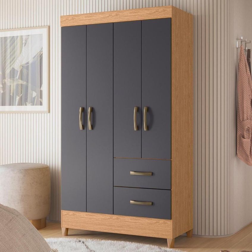 Guarda Roupa Mobi 4 Portas 2 Gavetas Freijó-Titanium Albatroz Móveis - imagem 3