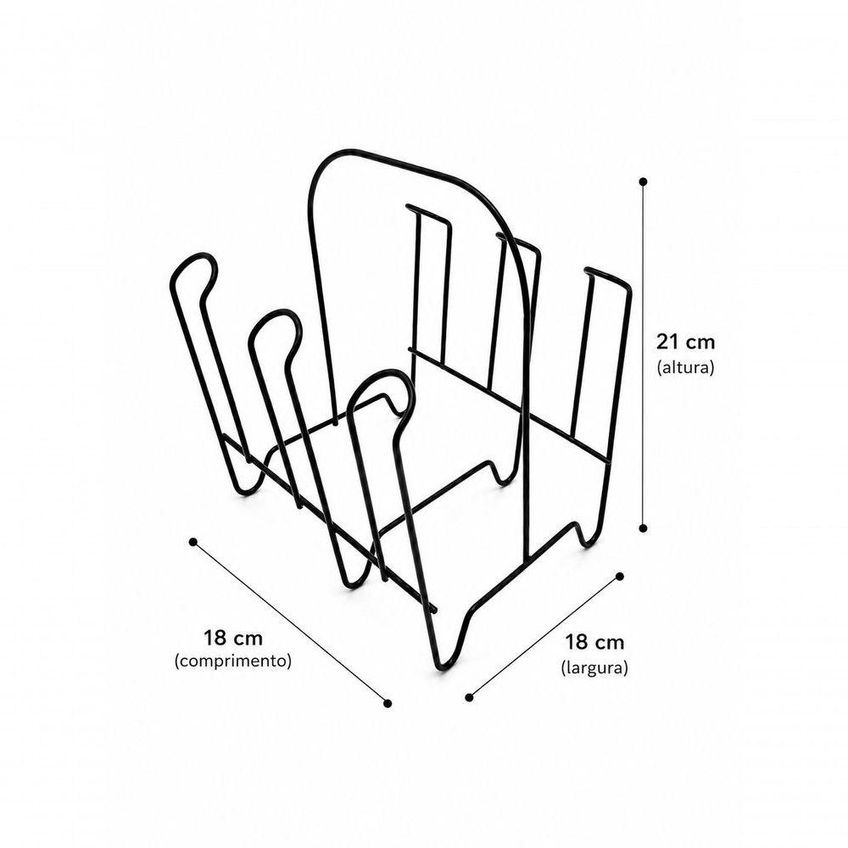 Kit Organizador De Cozinha 3 Peças Aramado Para Pratos Refratários E Copos Metal Preto - imagem 5