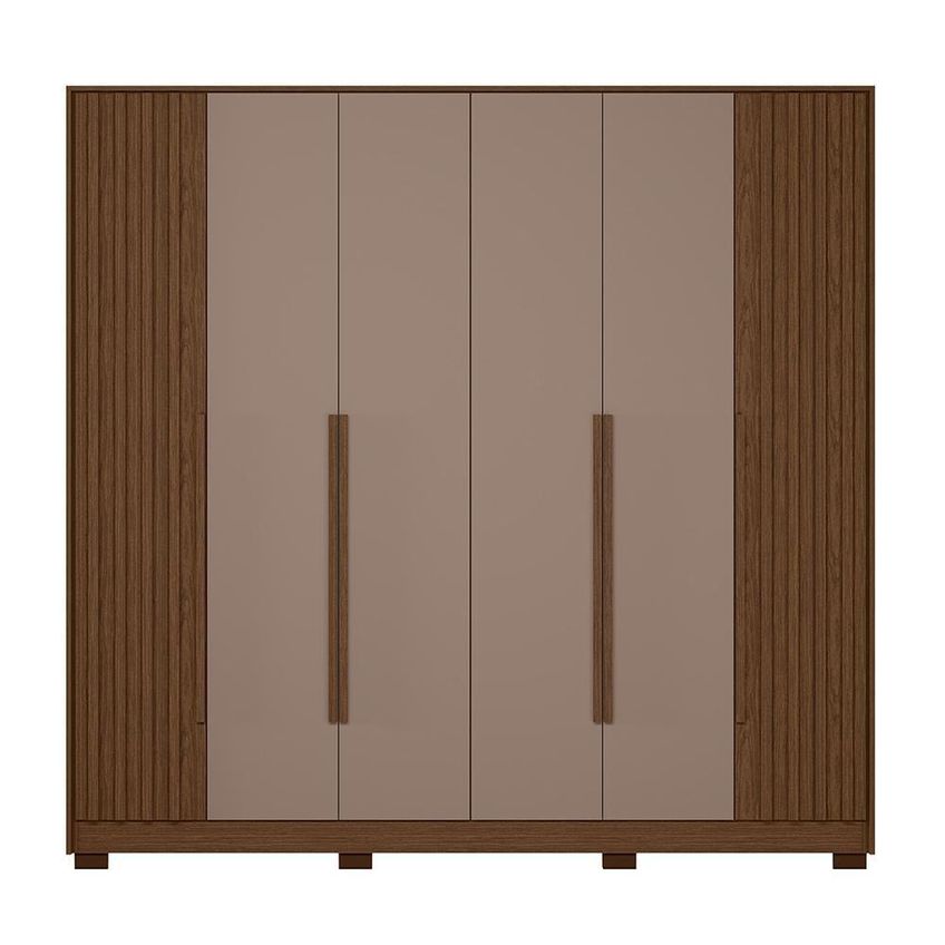 Guarda Roupa Casal Deville Ripado 6 Portas De Correr MDF Nogueira-Capuccino Albatroz Móveis - imagem 5