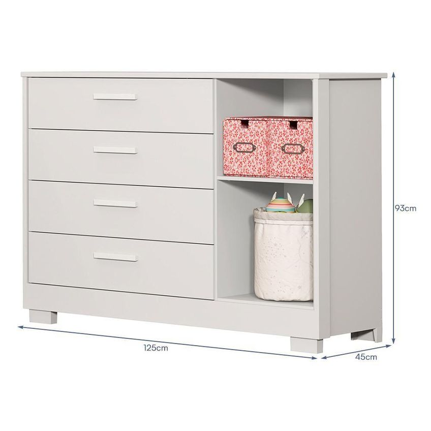 Conjunto De Quarto Zaki 4 Portas 3 Gavetas MDF 124cm Branco Fosco Com Cômoda E Berço Reller Móveis - imagem 3
