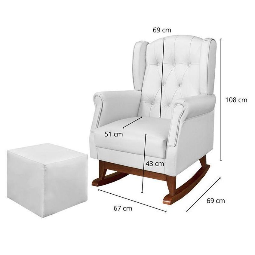 Poltrona De Amamentação Letícia Com Balanço Corino Branco Phoenix Baby - imagem 4