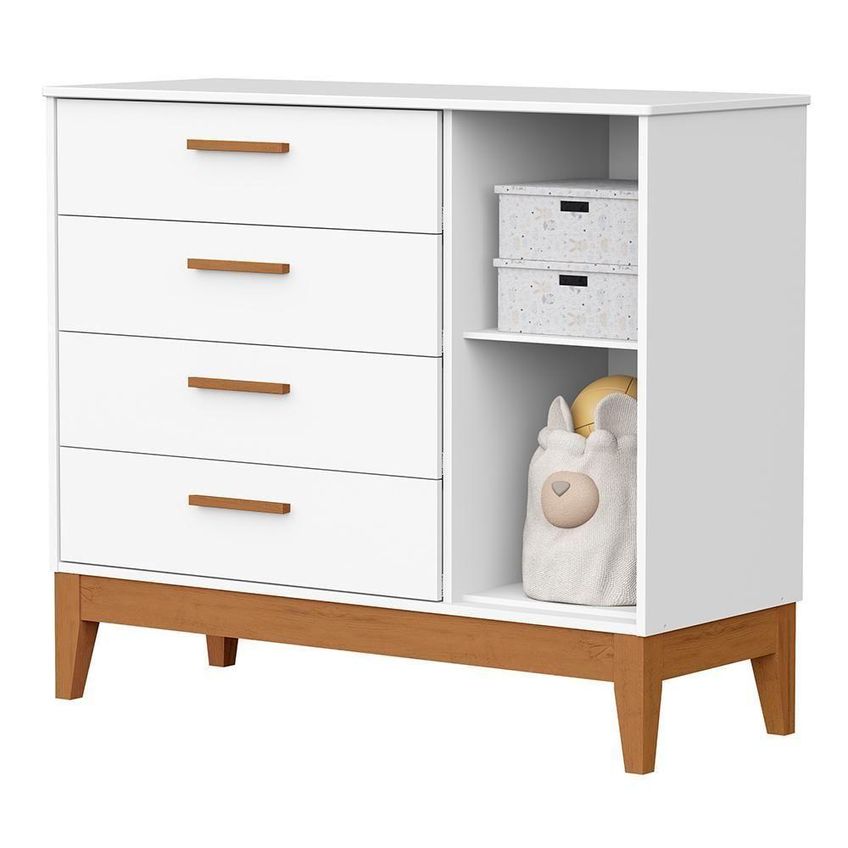 Cômoda Infantil Flip Com 1 Porta E 4 Gavetas Branco Fosco Reller Móveis - imagem 4