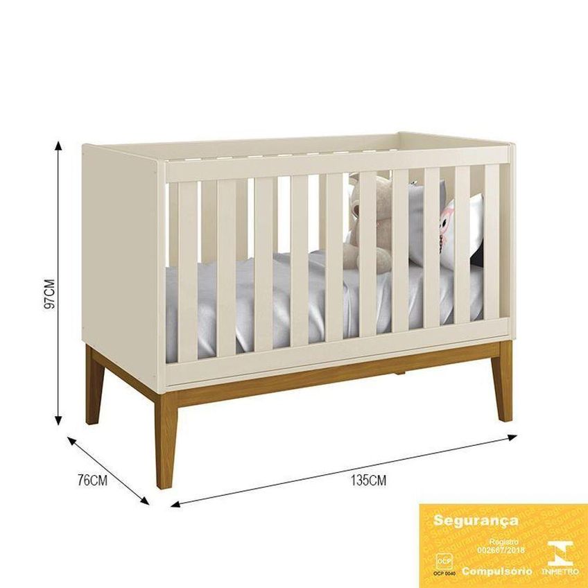 Berço Mini Cama Classic Transforma-se Em Mini Cama Bege Reller Móveis - imagem 3