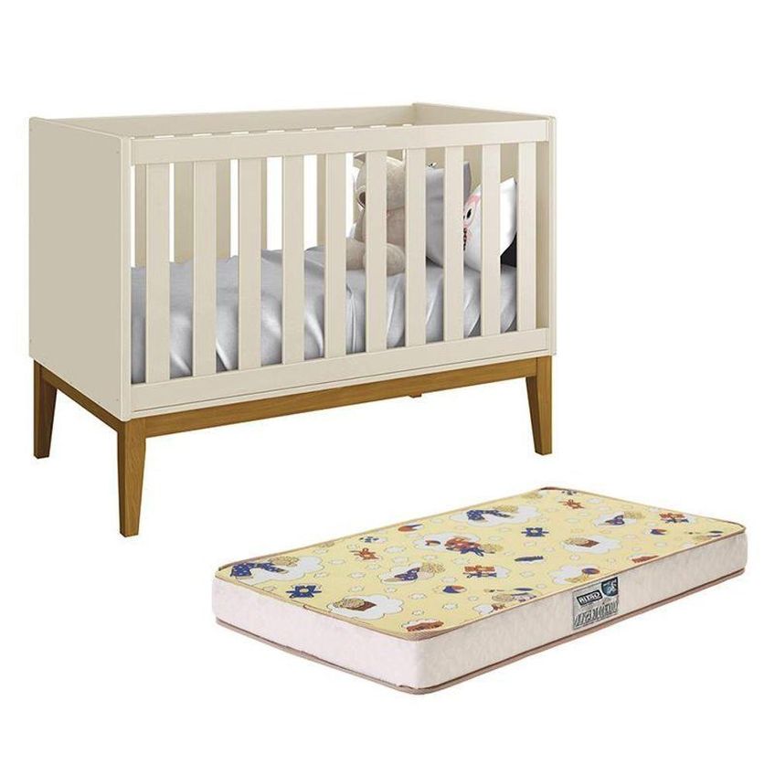 Berço Mini Cama Classic Transforma-se Em Mini Cama Bege Reller Móveis - imagem 5