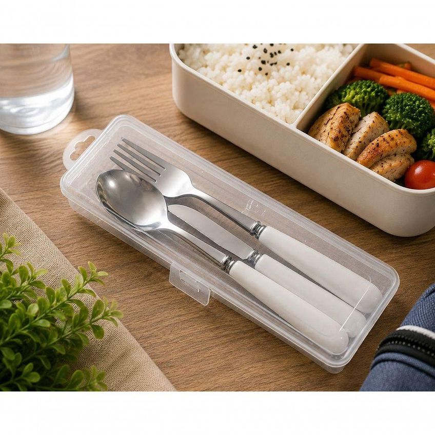 Conjunto Talheres 3 Peças Com Estojo Portátil Para Viagem E Trabalho Top Rio - imagem 2