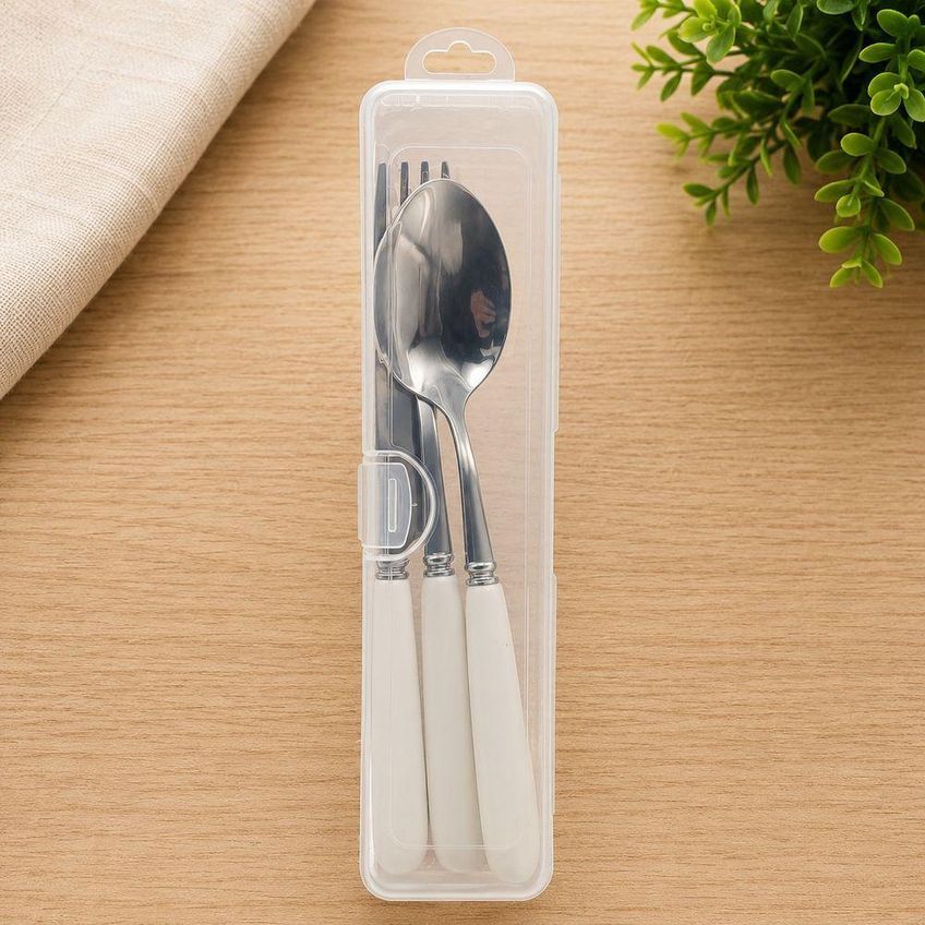 Conjunto Talheres 3 Peças Com Estojo Portátil Para Viagem E Trabalho Top Rio - imagem 5