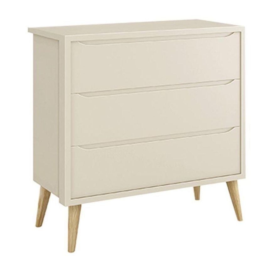 Jogo De Quarto Infantil Theo Cômoda 3 Gavetas E Berço Mdf Areia Fosco Com Pés Madeira Natural Reller - imagem 3