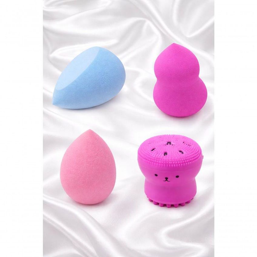 Kit 3 Esponjas Para Maquiagem E Esponja Polvo Esfoliante Com Acabamento Uniforme - imagem 4