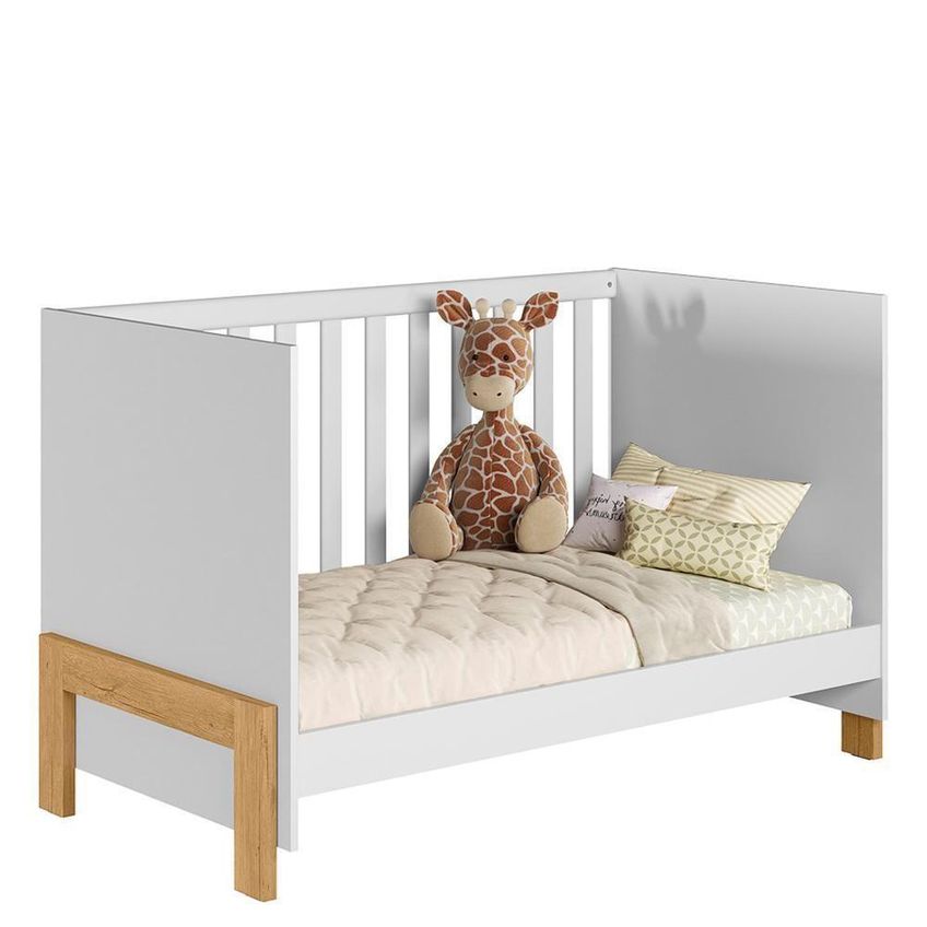 Conjunto De Quarto Ayla Guarda Roupa Cômoda E Berço Com Acabamento Em Pintura UV Branco Acetinado - imagem 3