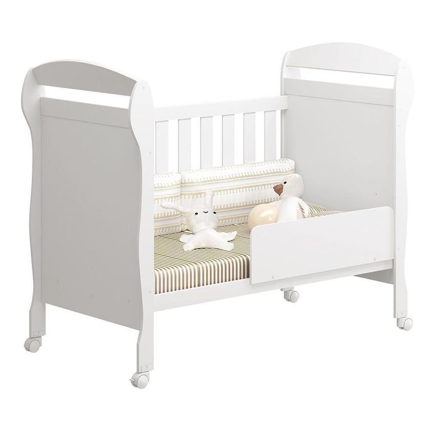 Kit Gêmeos Berço Americano Danny MDF Colchão Não Incluso Branco Fosco Reller Móveis - imagem 2