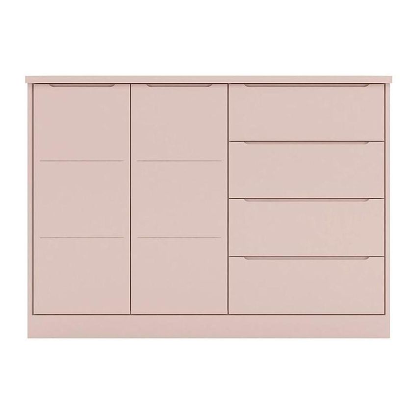 Jogo De Quarto Infantil Pérola Com Guarda Roupa E Cômoda 4 Gavetas 3 Portas Mdf Rosê - imagem 4