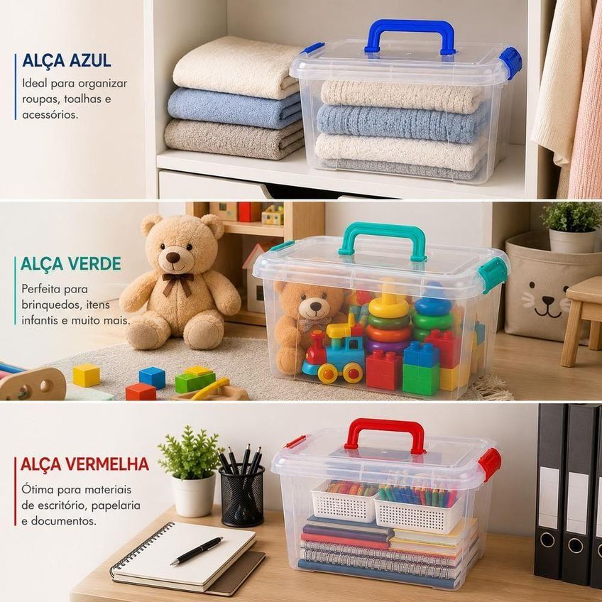Caixa Organizadora Transparente Em Plástico Pvc Portátil Para Guarda Roupa Brinquedos E Cosméticos - imagem 3