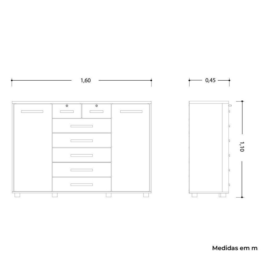 Cômoda Fontana 2 Portas 7 Gavetas Mdp 160cm Cinamomo E Off White Albatroz Móveis - imagem 3