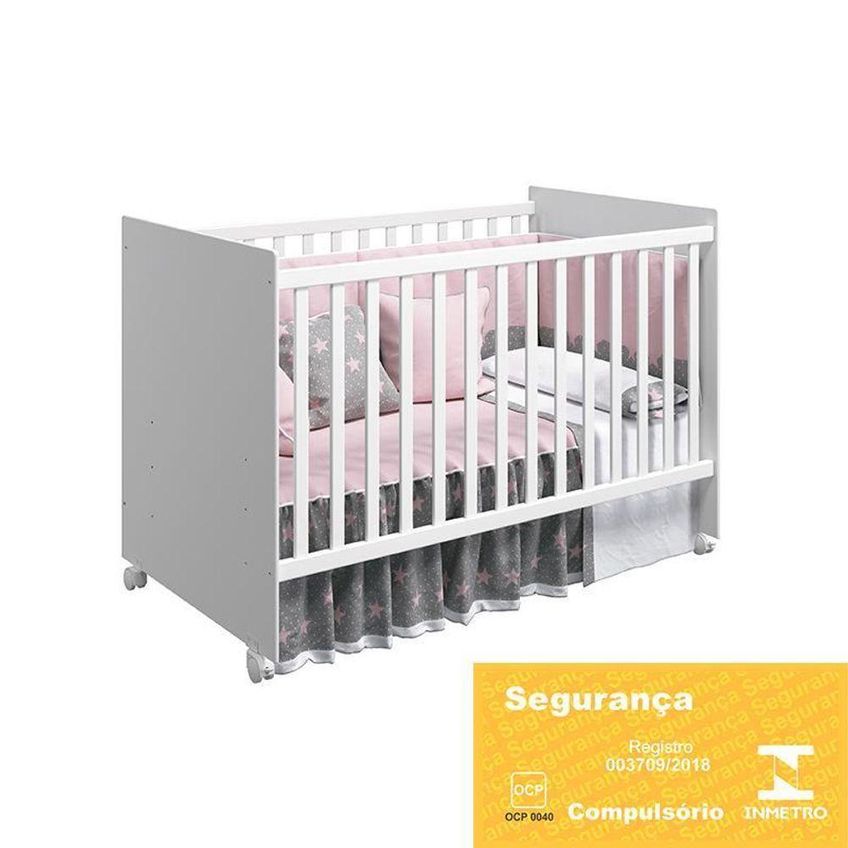 Dormitório Infantil Ane Guarda Roupa Cômoda Berço 4 Portas 3 Gavetas MDF Branco Phoenix Baby - imagem 4
