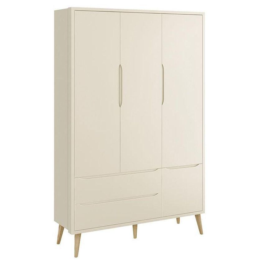Conjunto De Quarto Theo Guarda Roupa Cômoda Berço Transformável Areia Fosco Reller Móveis - imagem 4