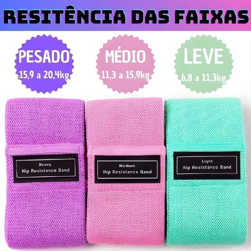 Kit Faixa Elástica De Resistência Com Bolsa Fortalece Glúteos E Pernas Inox - imagem 5