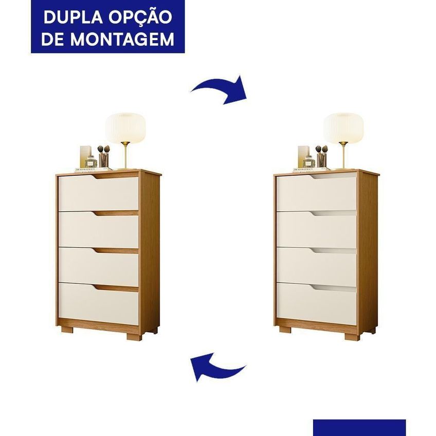 Cômoda Sole 4 Gavetas Moderno MDP Off White Albatroz Móveis - imagem 3