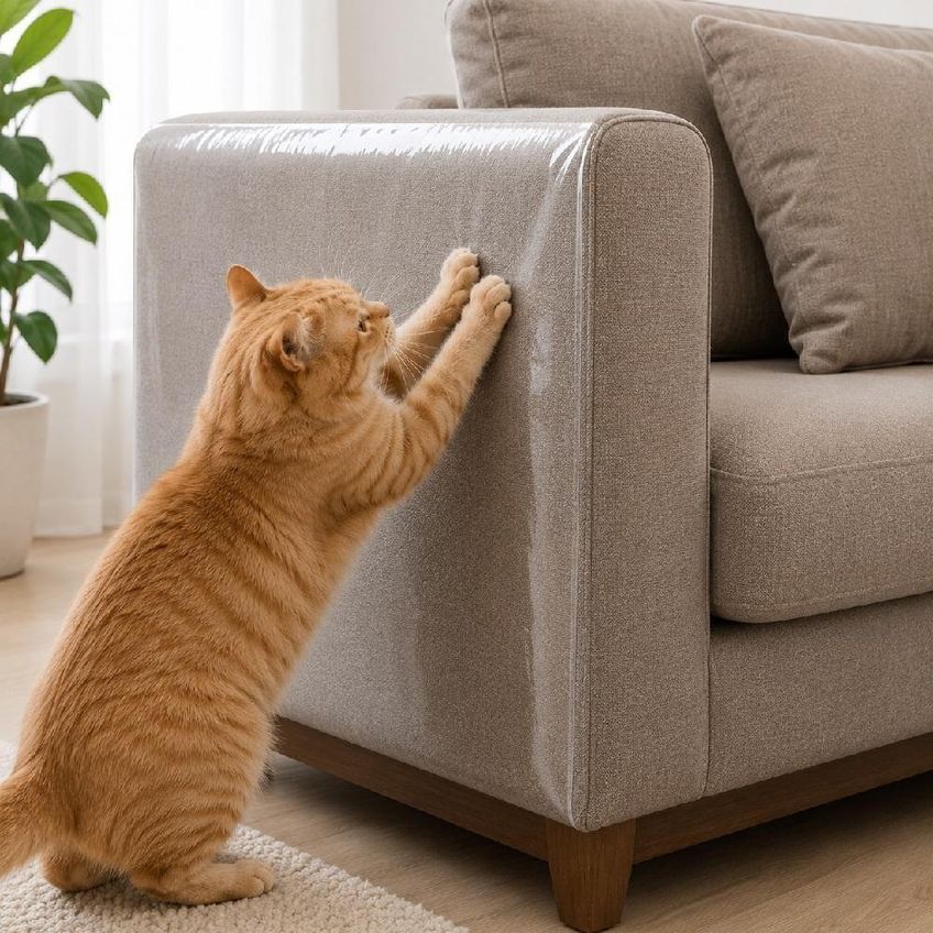 Adesivo Protetor Para Móveis Contra Arranhões De Gatos Autoadesivo Transparente - imagem 2