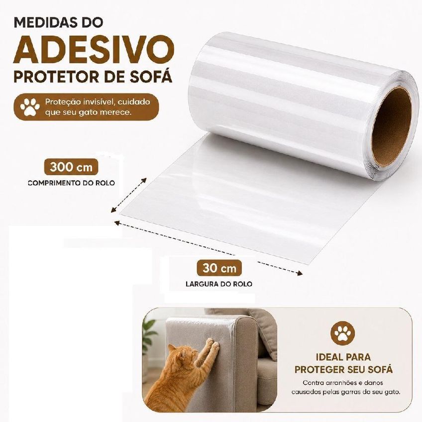 Adesivo Protetor Para Móveis Contra Arranhões De Gatos Autoadesivo Transparente - imagem 3