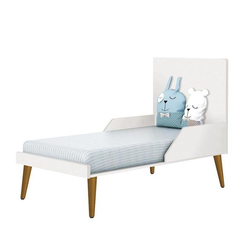 Jogo De Quarto Infantil Cômoda 3 Gavetas E Berço Americano Theo Retrô Mdf Branco Fosco Reller Móveis - imagem 5