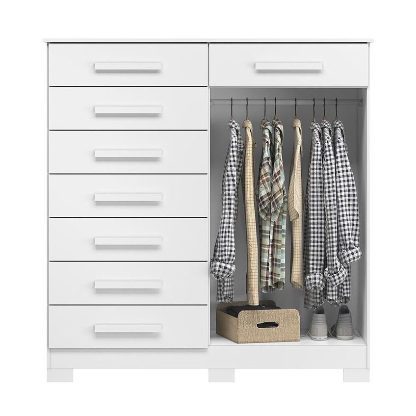Cômoda Verona 8 Gavetas MDP Puxador em MDF Branco Albatroz Móveis - imagem 3