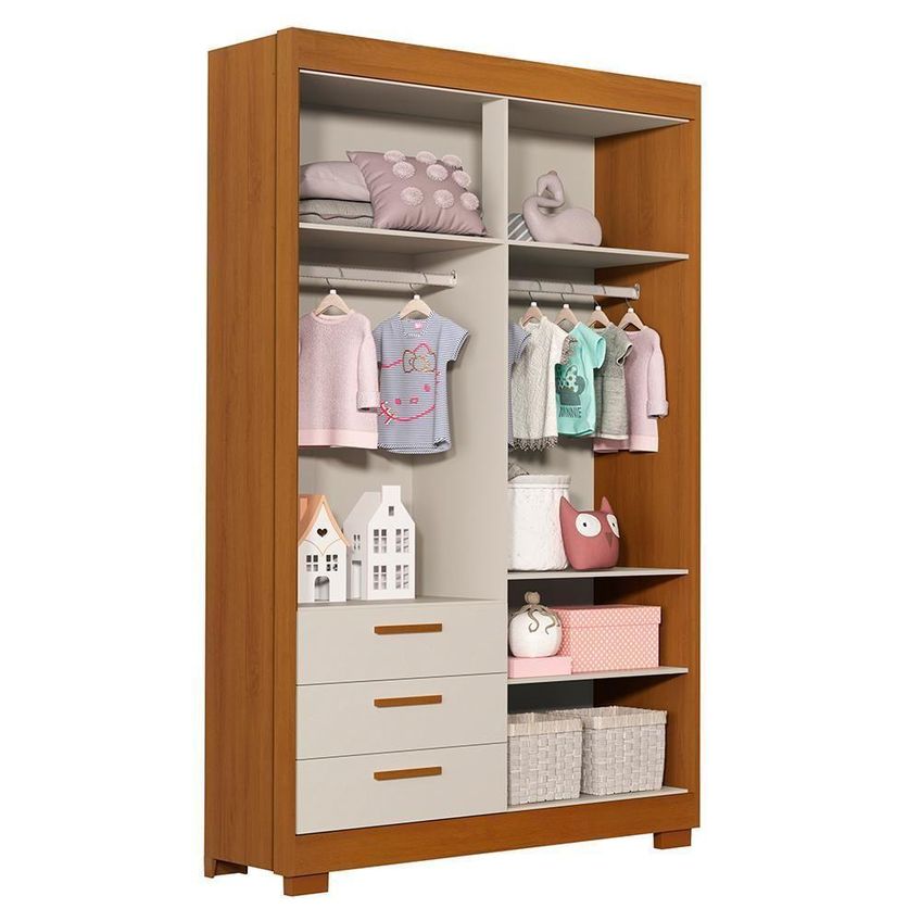 Jogo De Quarto Infantil Guarda Roupa Zaki E Berço Mini Cama Danny 4 Portas 3 Gavetas Mdf Areia - imagem 3