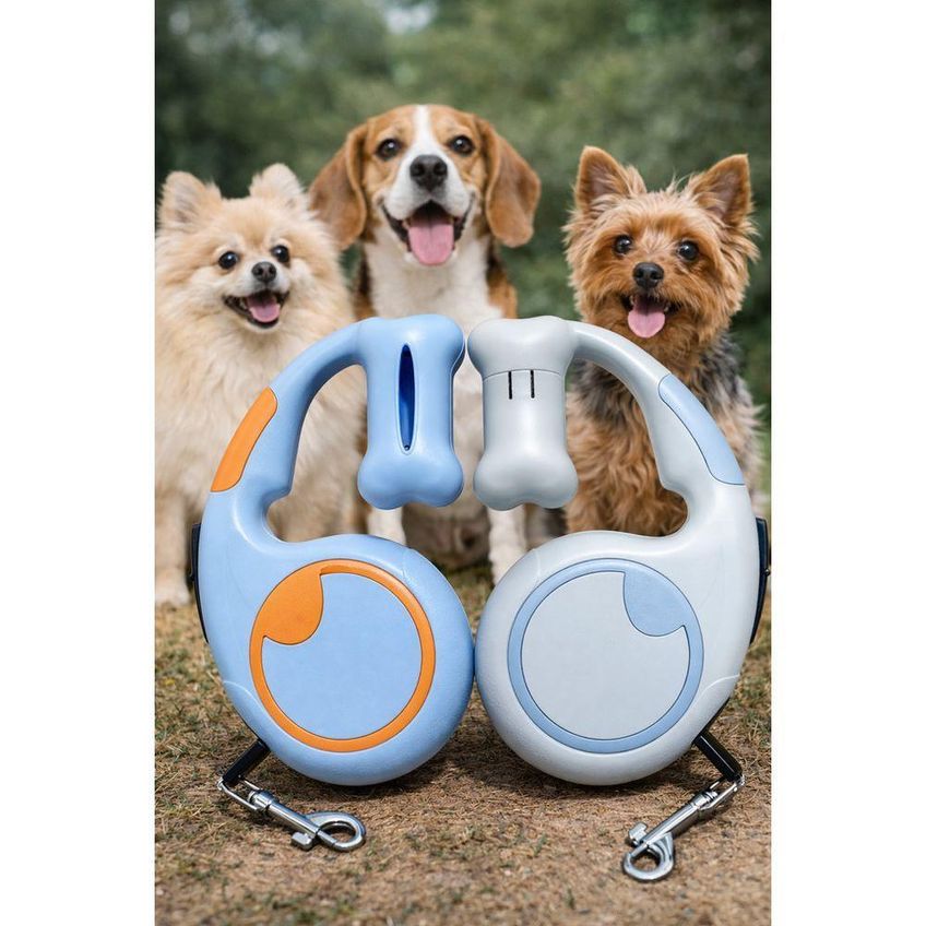 Guia Para Cães Retrátil Cinza 5m Até 11kg Com Trava De Segurança - imagem 4