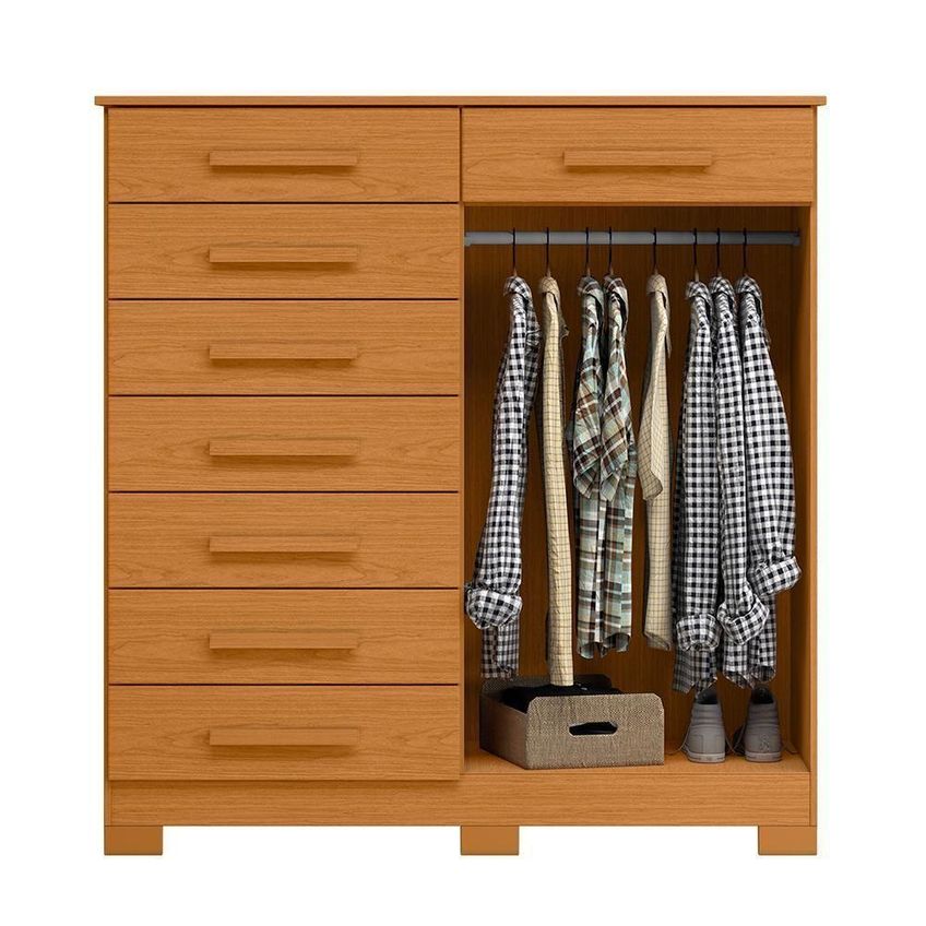 Cômoda Verona 2 Portas 8 Gavetas MDP 125cm Cinza - imagem 4