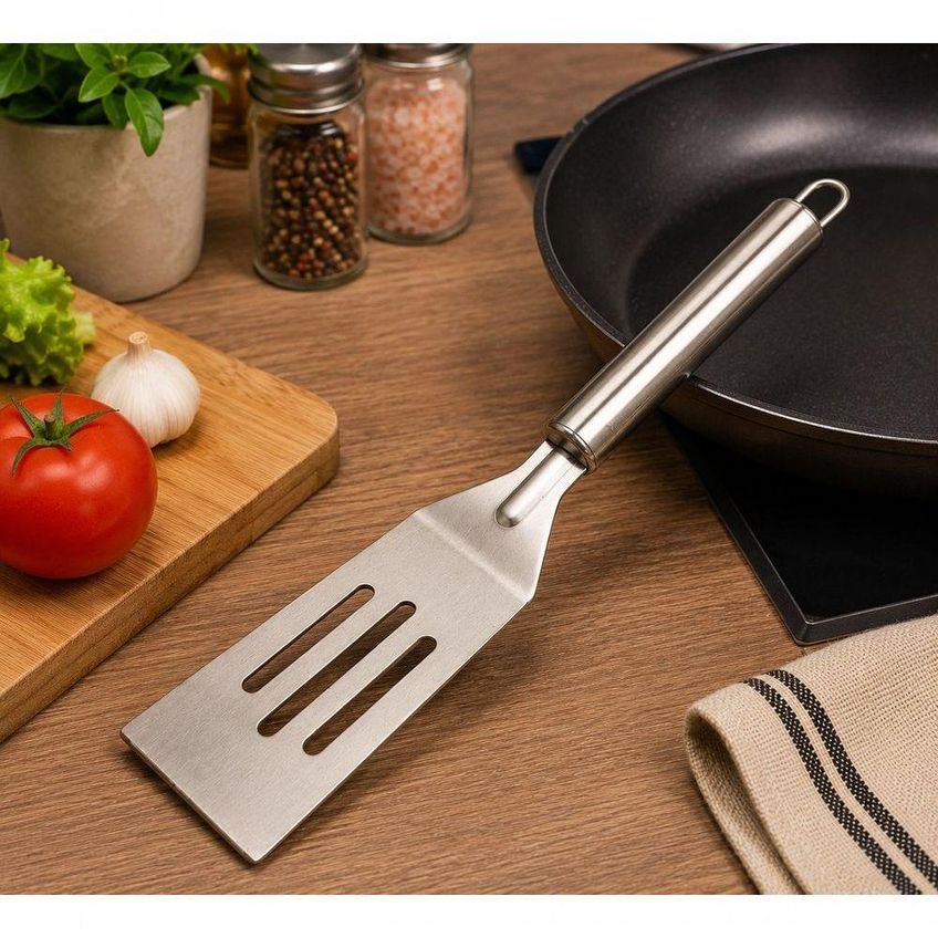 Espátula De Aço Inox Resistente Para Cozinha Prática E Fácil De Limpar Inox Top Rio Comercial - imagem 2