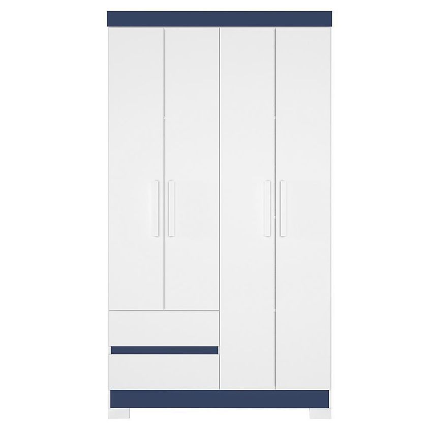 Guarda Roupa Solteiro Olímpia 4 Portas 2 Gavetas Mdp Branco-azul Albatroz Móveis - imagem 4